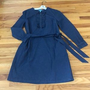 🎤🎉 Draper James Dark Denim Belted and Ruffled Dress Sz 12